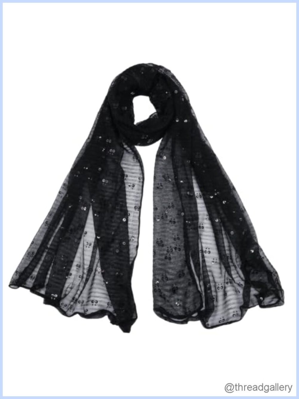 Sequin Neck Scarf for Women Lightweight Sheer Fashion Scarf 70.8x31.5